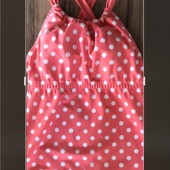 Lime Ricki pink polka dot tankini top size S - Picture 2 of 4